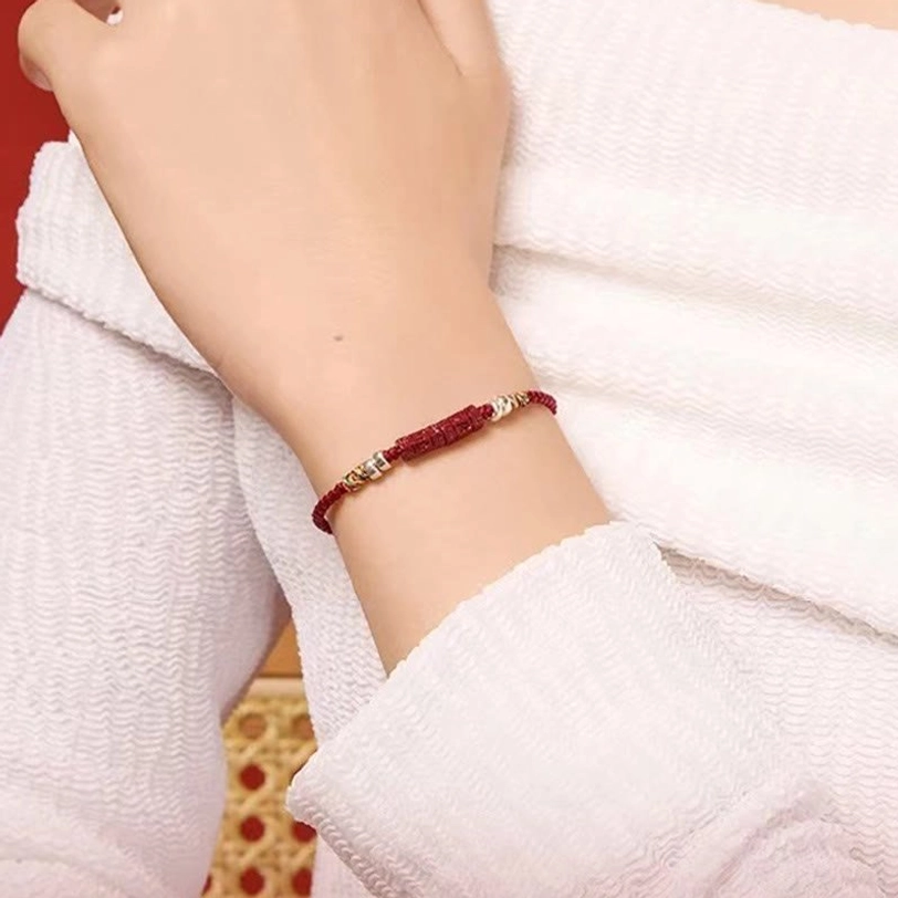 Tibetan blessing bracelet lifestyle worn on wrist, first-person perspective