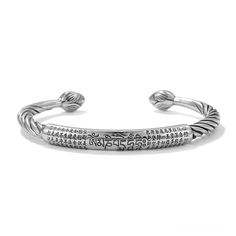 Om Mani Padme Hum copper bracelet worn on wrist showing natural fit and comfort