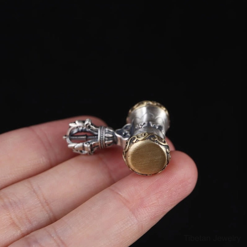 Dorje bell pendant with Om Mani Padme Hum mantra engravings, symbol of enlightenment and inner wisdom