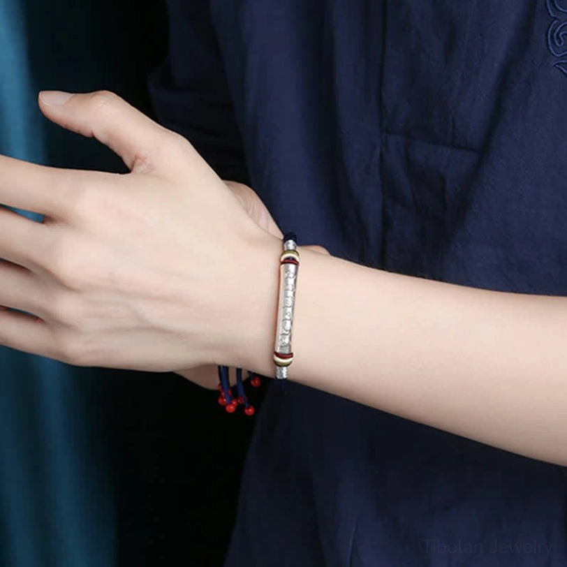 24K gold plated Om Mani Padme Hum protection bracelet with colorful decorative rope