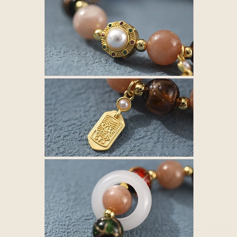 Om Mani Padme Hum mantra beads in vibrant enamel colors representing Buddhist spiritual wisdom