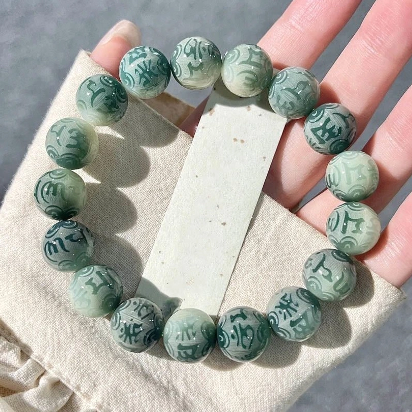 Om Mani Padme Hum six-syllable mantra Bodhi seed bracelet with universal sacred engraving design