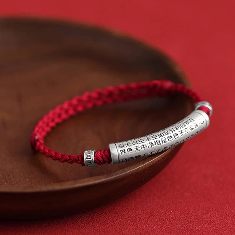 Om Mani Padme Hum protection bracelet with adjustable rope closure showing spiritual meaning and craftsmanship