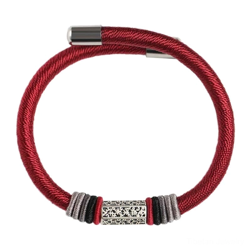 Om Mani Padme Hum 925 sterling silver blessed red string bracelet for spiritual protection and mindfulness