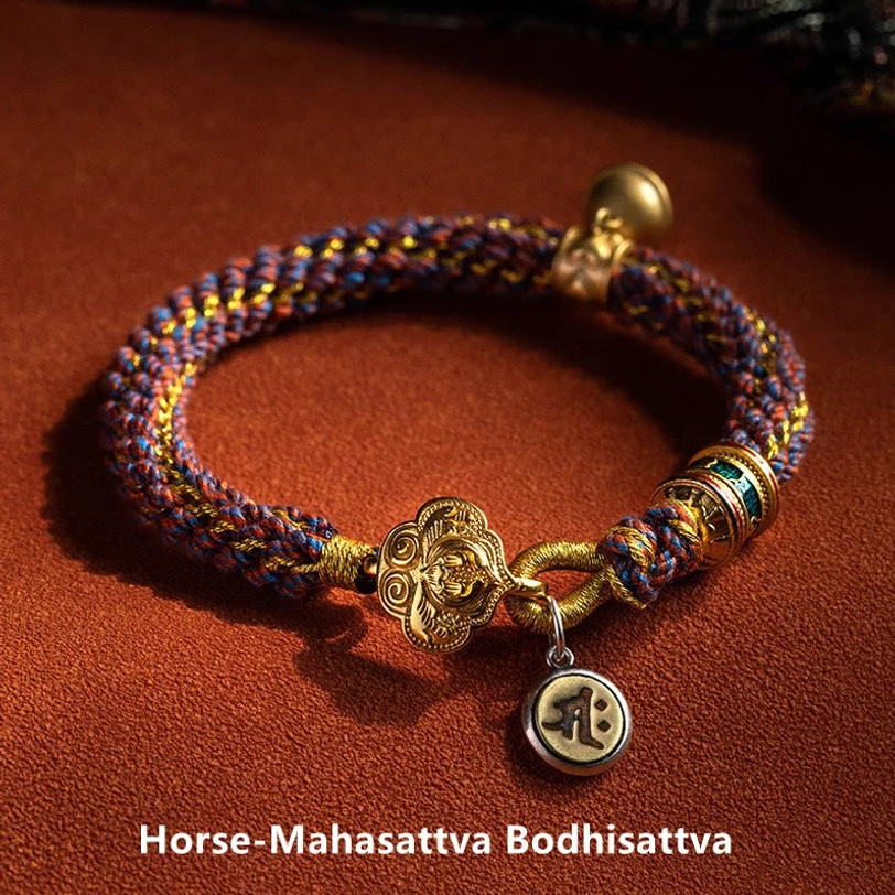 Om Mani Padme Hum zodiac Buddha bracelet with sacred mantra protection for spiritual practice