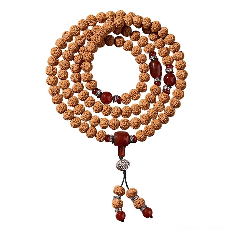 Peaceful years and good harvest dzi bodhi mala 108 beads, symbolizing longevity and abundant blessings in Tibetan Buddhist tradition