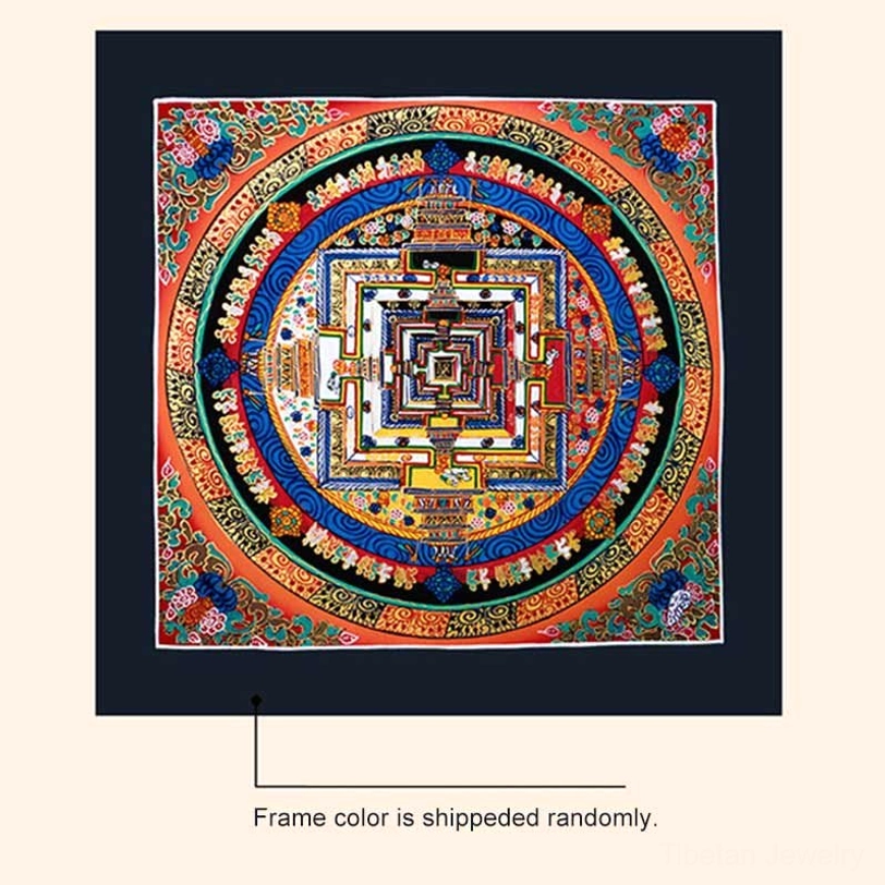 Premium Tibetan mandala thangka with decorative border and traditional Buddhist iconography