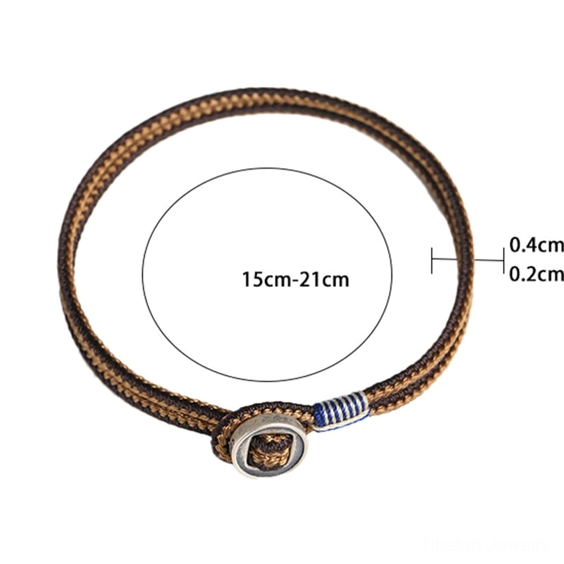 Premium tibetan protection bracelet with hand-woven cord and 925 silver fastener, calm and balance