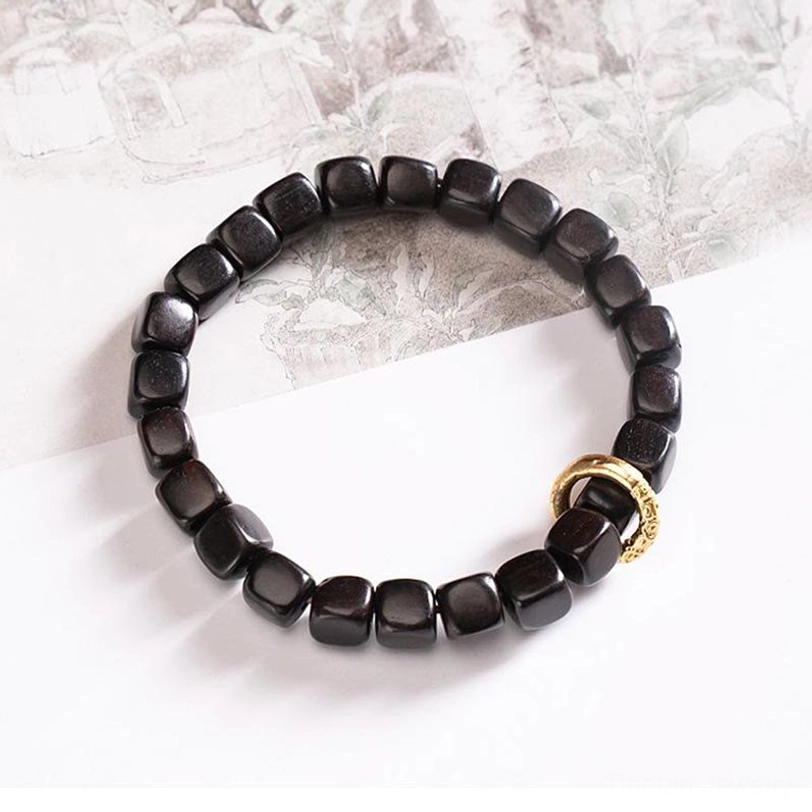 Pure ebony wood beaded bracelet without dzi accent - protection and grounding energy