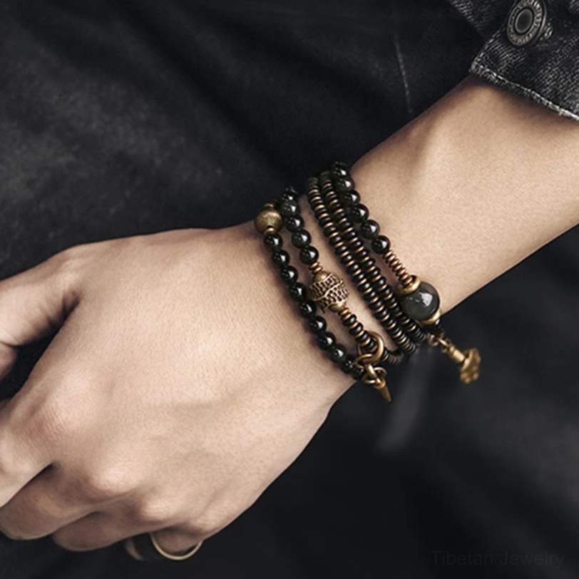 Rainbow obsidian multilayer bracelet care instructions and wearing recommendations for spiritual practice