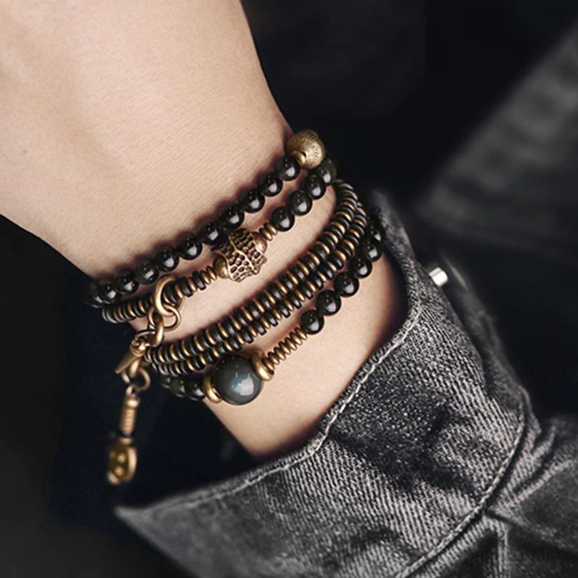 Rainbow obsidian bracelet size comparison and sizing guide for wrist circumference measurement