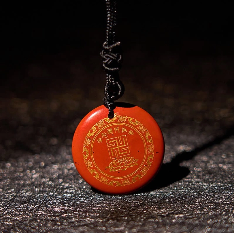 Red agate variant pendant necklace showing deep red coloring and craftsmanship