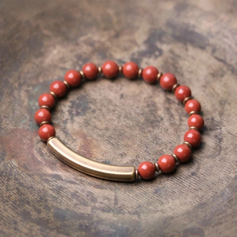 Red Jasper single wrap healing bracelet - premium quality natural stone beads