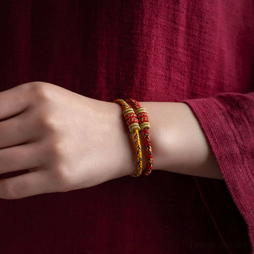 Red string zodiac bracelet with natal Buddha protection and luck energy blessing