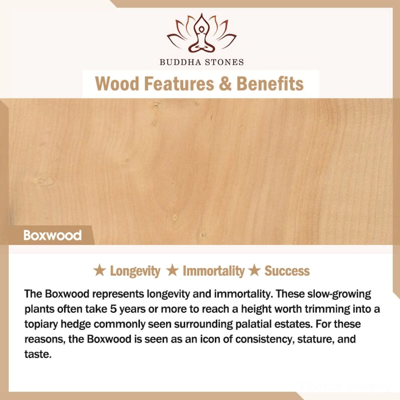Rosewood introduction card displaying healing properties, brown wood beads, and warmth benefits for spiritual well-being