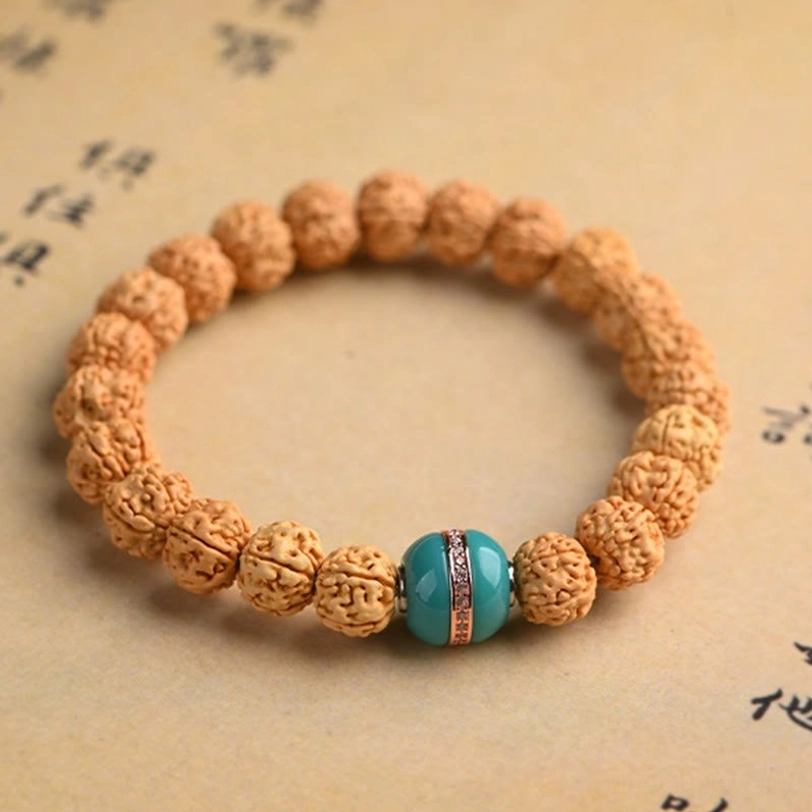 Natural Rudraksha Bodhi seed abundance bracelet with multiple gemstone accent options