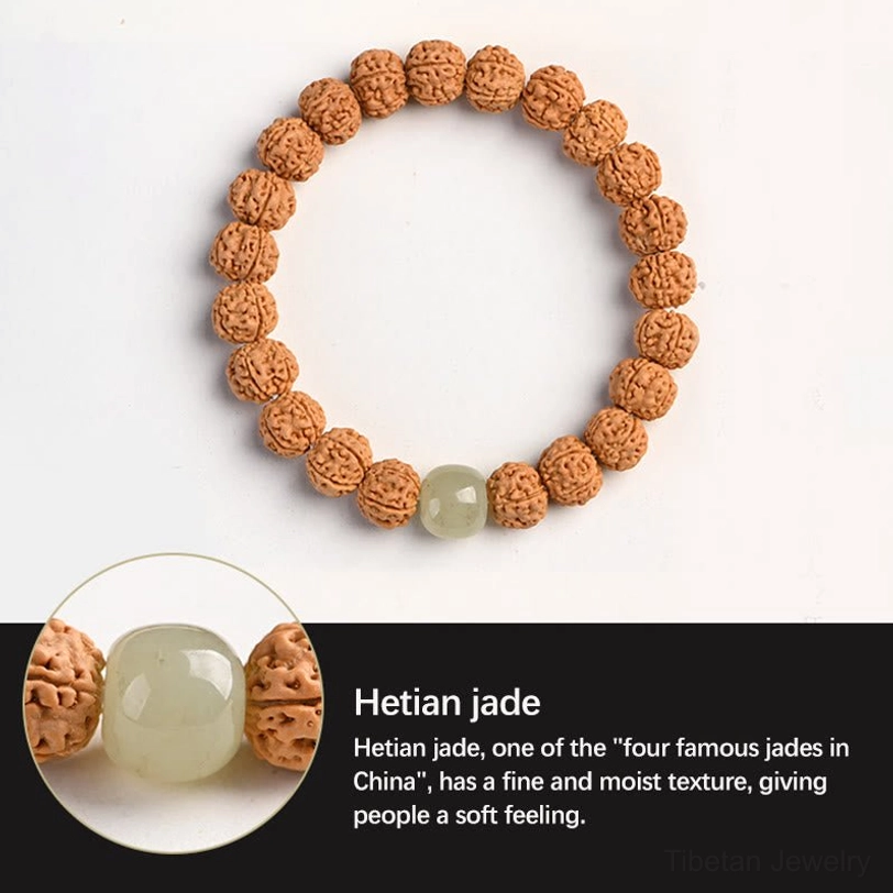 Authentic Tibetan Rudraksha Bodhi seed bracelet with premium elastic cord stringing