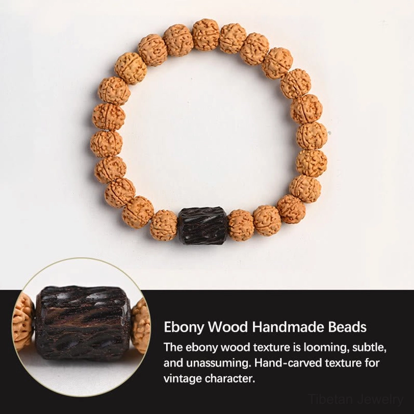 Natural Rudraksha Bodhi enlightenment seeds crafted into spiritual wellness bracelet