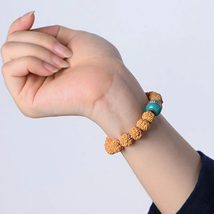 Authentic Rudraksha Bodhi seed enlightenment bracelet handmade with natural materials