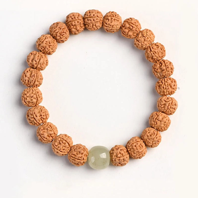 Rudraksha Bodhi seed bracelet Hetian Jade style variant for balanced spiritual practice