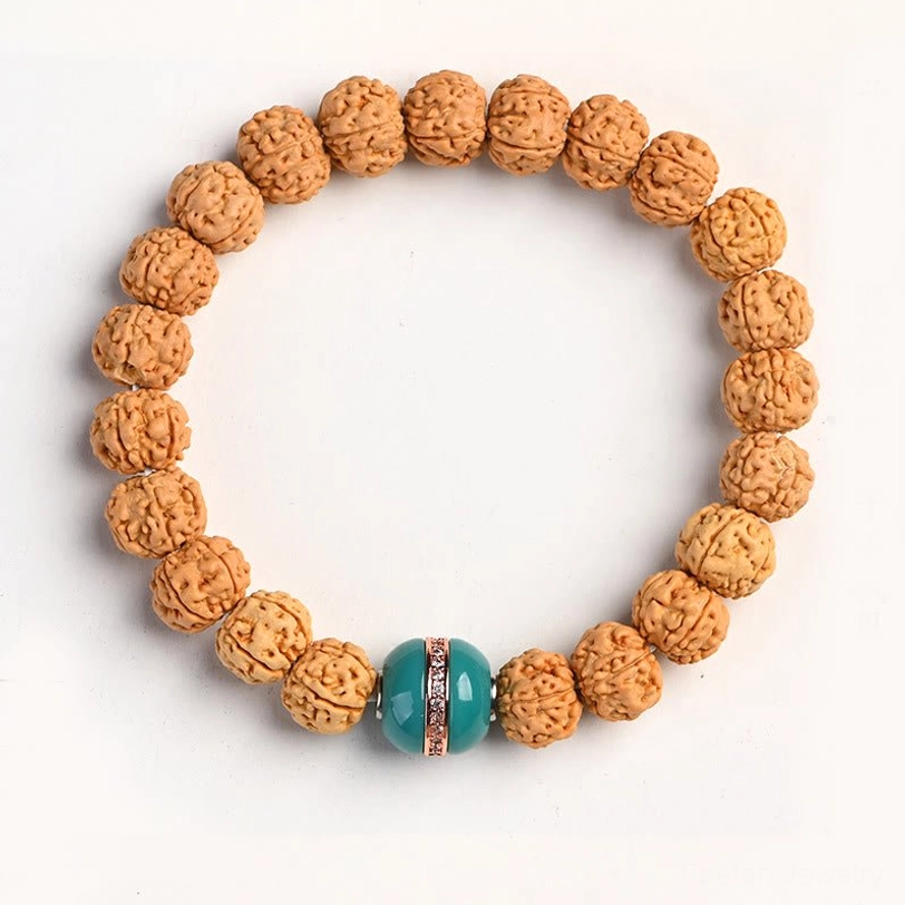 Rudraksha Bodhi seed bracelet Liuli Glass Bead variant for clarity and modern spiritual fusion