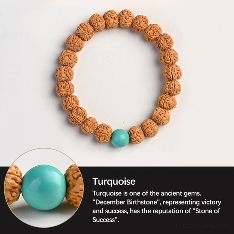 Natural Rudraksha Bodhi seeds spiritual wellness bracelet for meditation practice