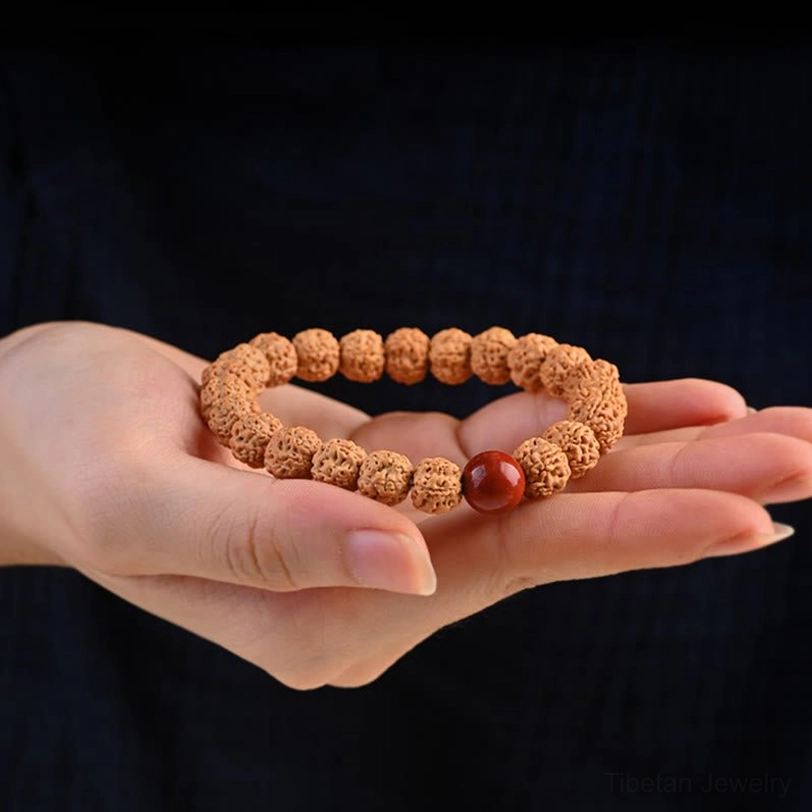 Tibetan Rudraksha Bodhi seed wealth bracelet with prosperity-attracting natural materials
