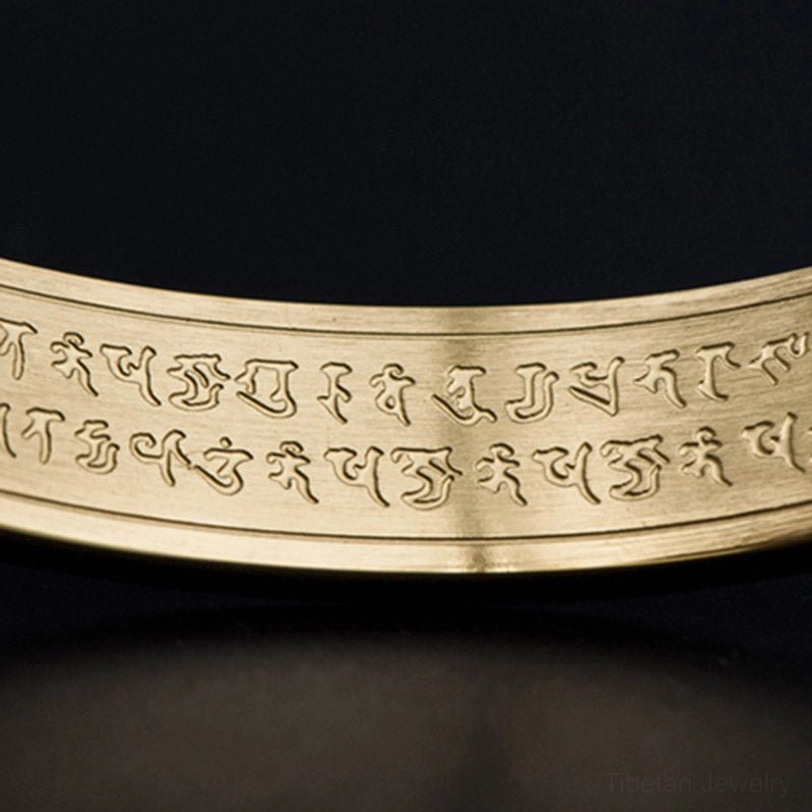 Shurangama mantra titanium steel blessing bracelet - complete product view highlighting protective spiritual engraving