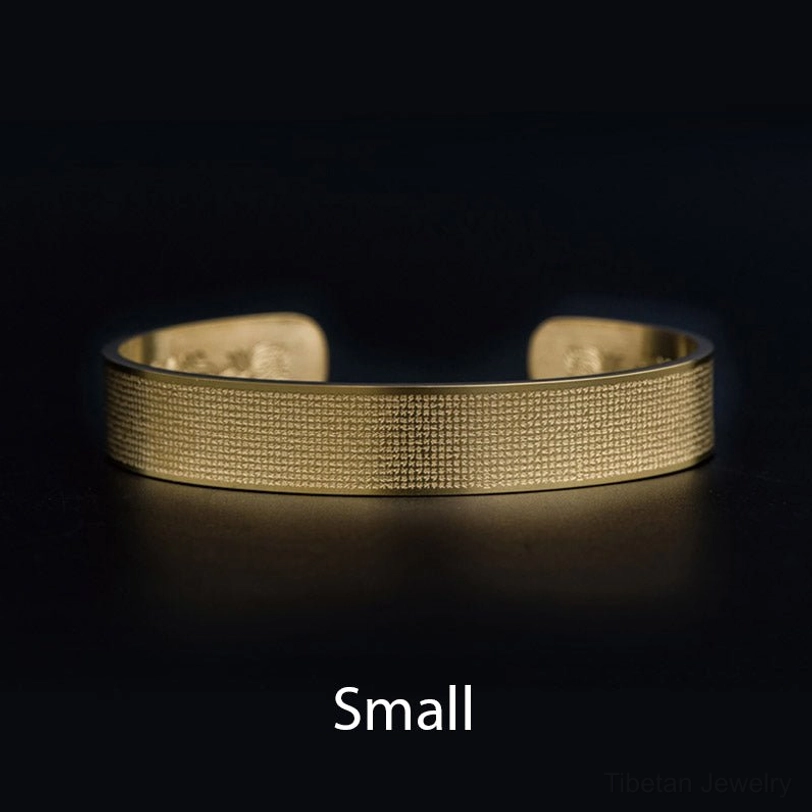 Small size Shurangama mantra engraved titanium steel cuff bracelet - marked small with detailed sacred text engraving