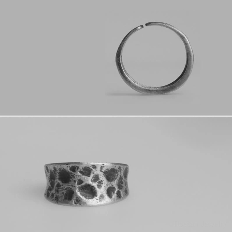 Minimalist open silver band ring polished smooth side view unisex design