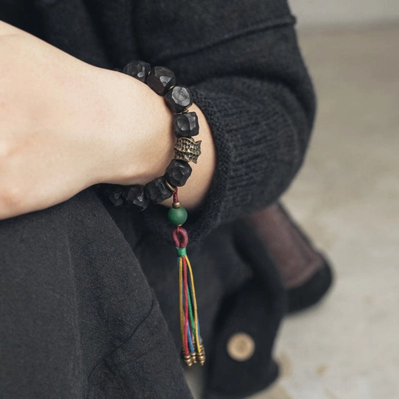 Ebony wood mala bracelet meditation spiritual practice energy protection