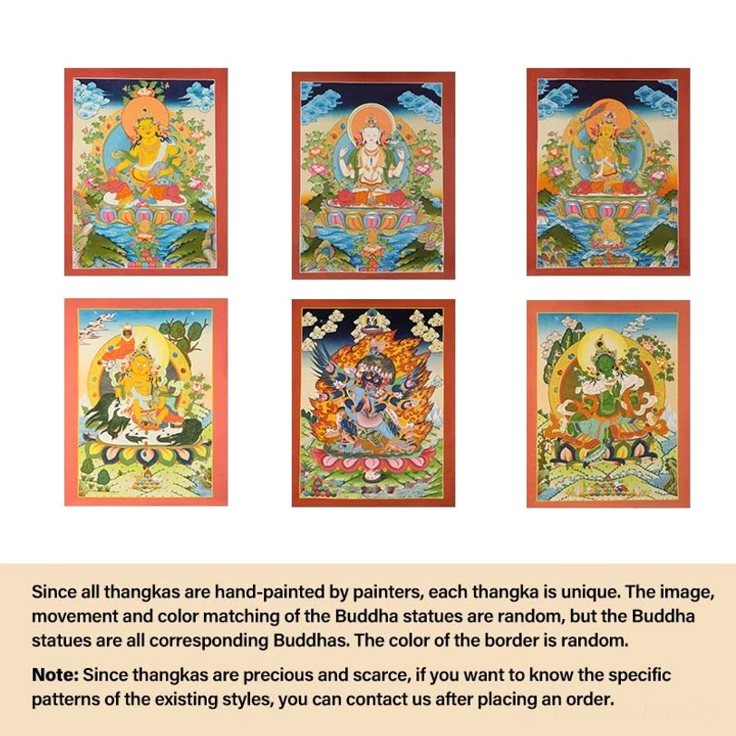 Thangka Buddhist deity painting with natural pigments - eco-friendly hand-painted artwork