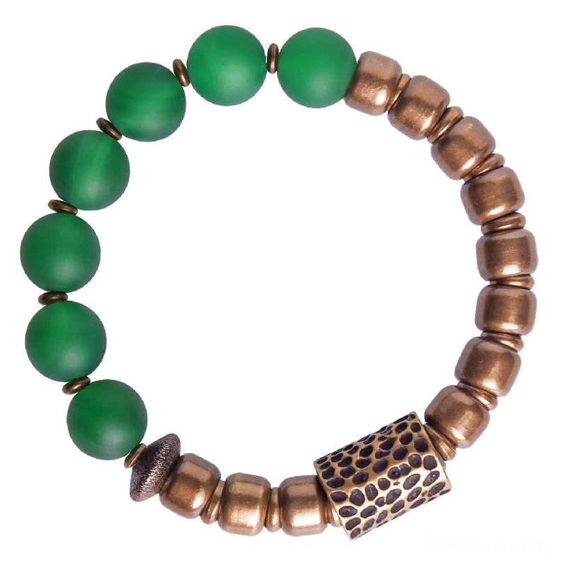 Tibetan agate copper bracelet lifestyle shot showing versatile wear for daily confidence and success