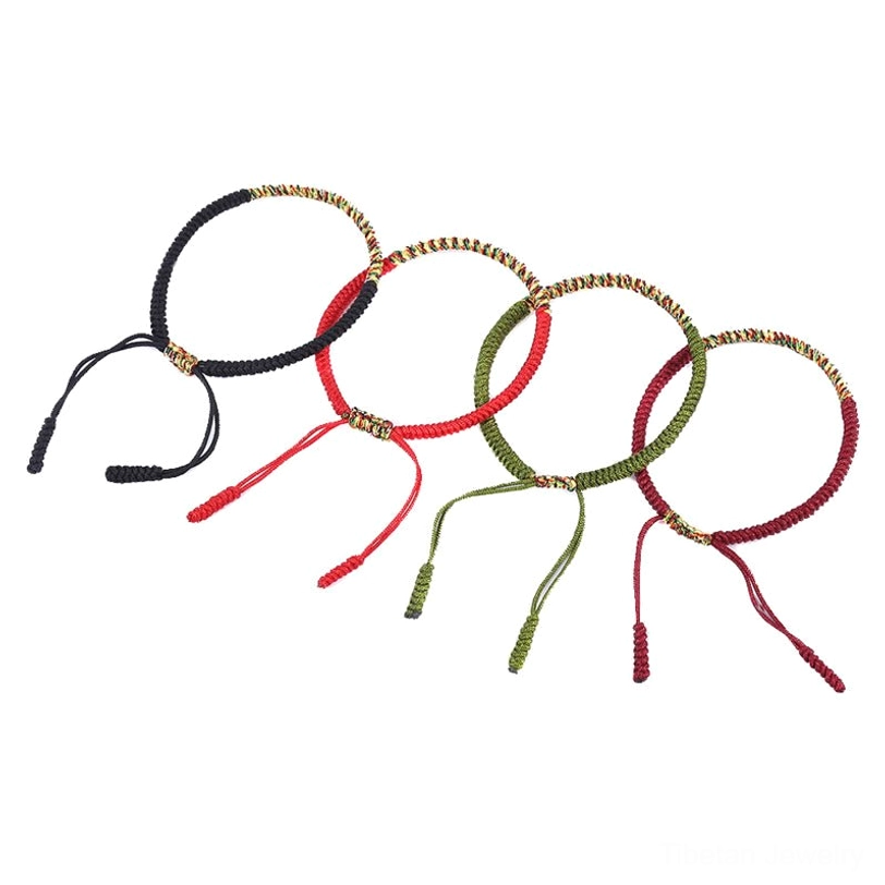 Authentic Tibetan King Kong knot multicolor braided bracelet, eco-friendly natural materials handwoven by Buddhist craftsmen
