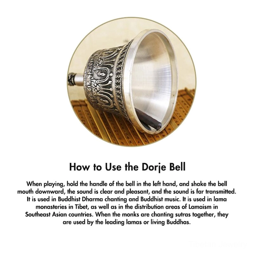 Aged copper patina finish on Tibetan meditation bell and dorje showing natural oxidation and character marks from authentic Nepalese craftsmanship
