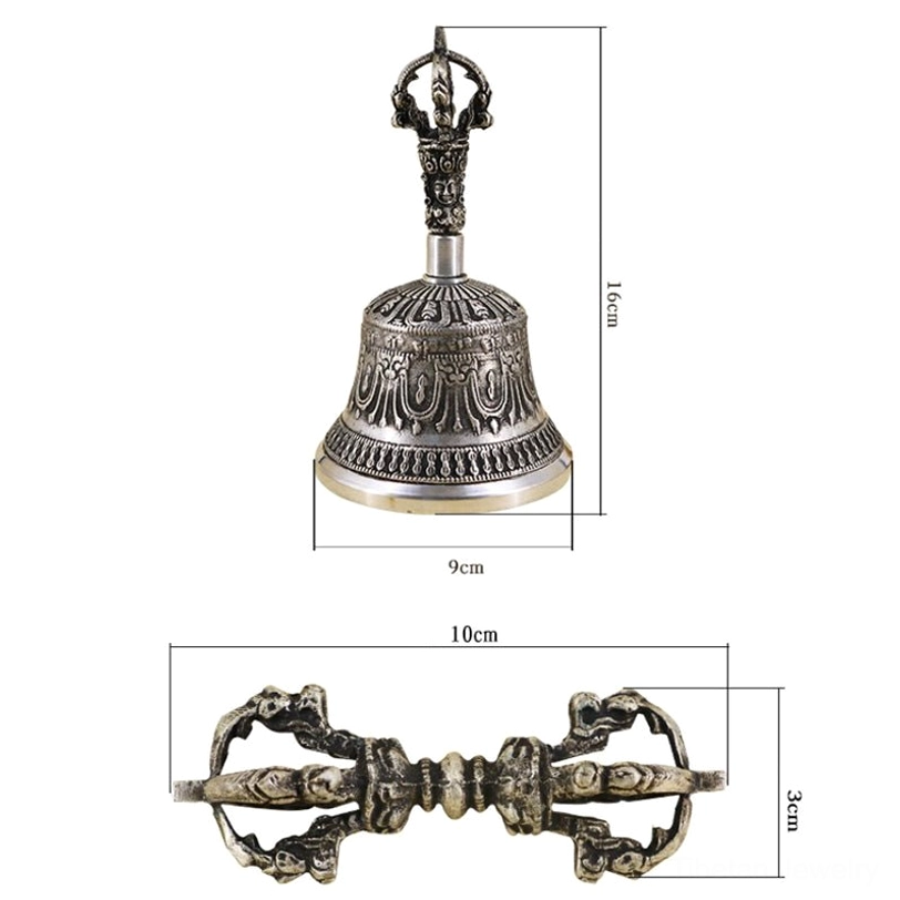 Vintage antique style Tibetan meditation bell and dorje set displaying heritage craftsmanship and centuries-old Buddhist ritual tradition