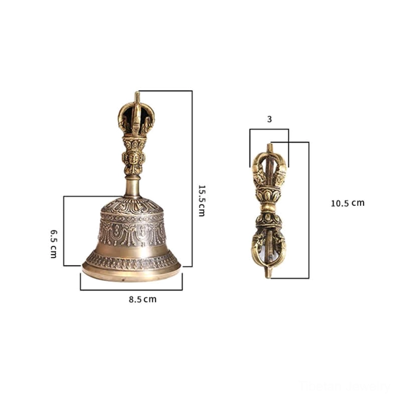 Tibetan meditation bell and vajra set for sound healing and Buddhist dharma ceremony practice