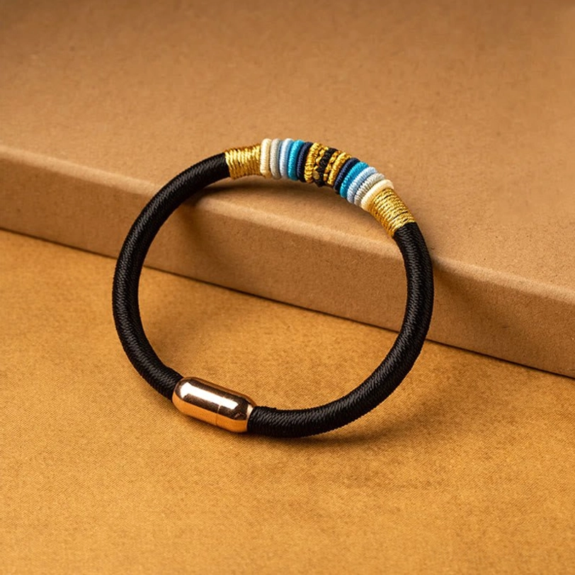 Black rope Tibetan Vajra Knot classic knot design protection bracelet with magnetic metal buckle