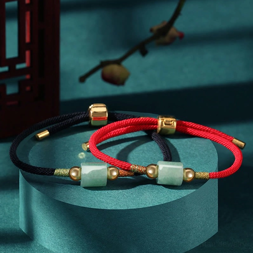 Tibetan blessed protection bracelet natural gemstone beads red braided rope gold accents suitable for daily wear and meditation