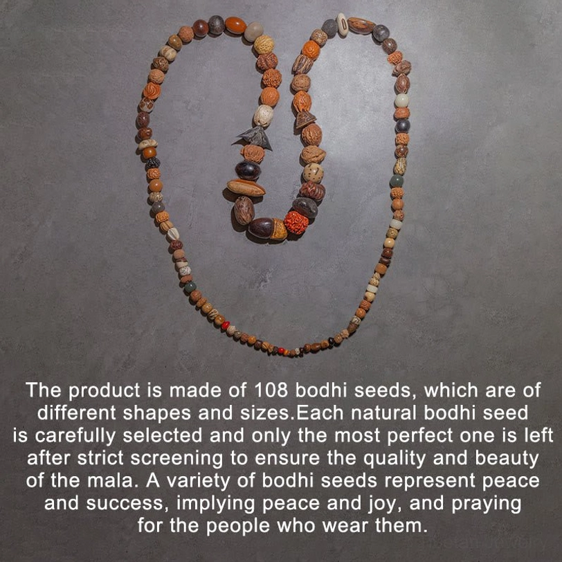 Tibetan Bodhi seed mala beads bracelet 18-bead wrist style showing natural seed details and spiritual meditation practice