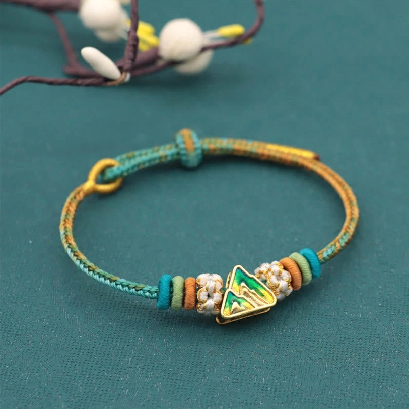 Panorama of rivers and mountains theme eight-thread peace knot bracelet in mountain accessory design