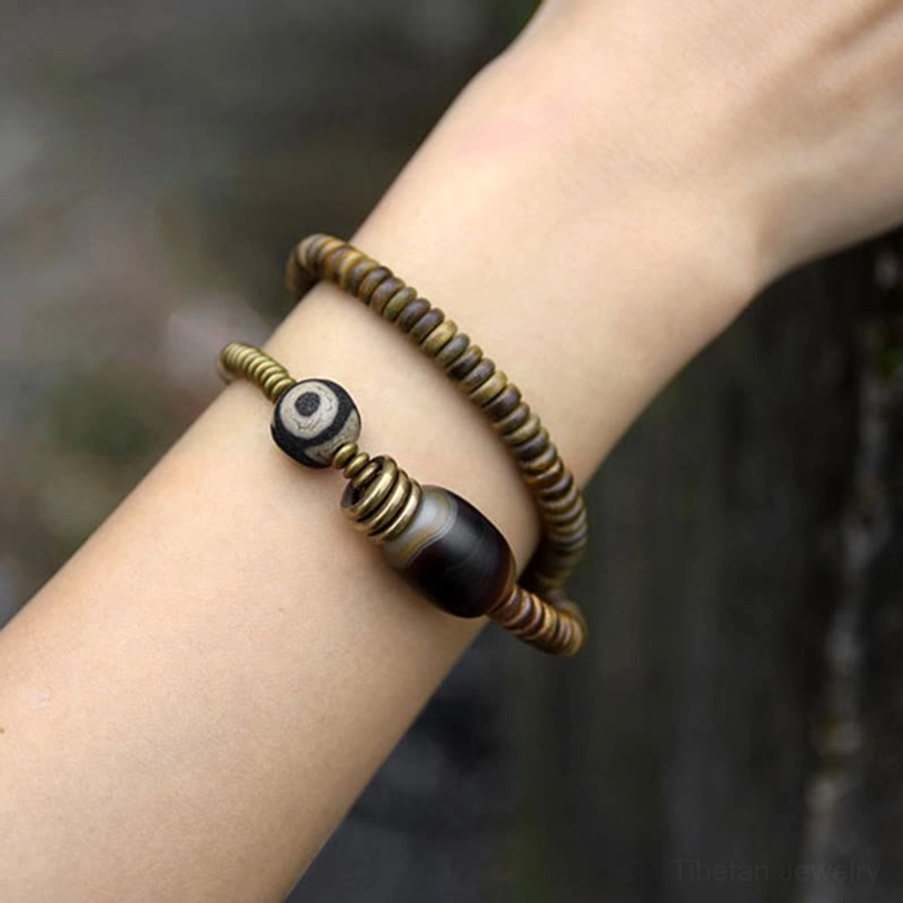 Tibetan Buddhism inspired Dzi bead bracelet for energy healing and spiritual growth