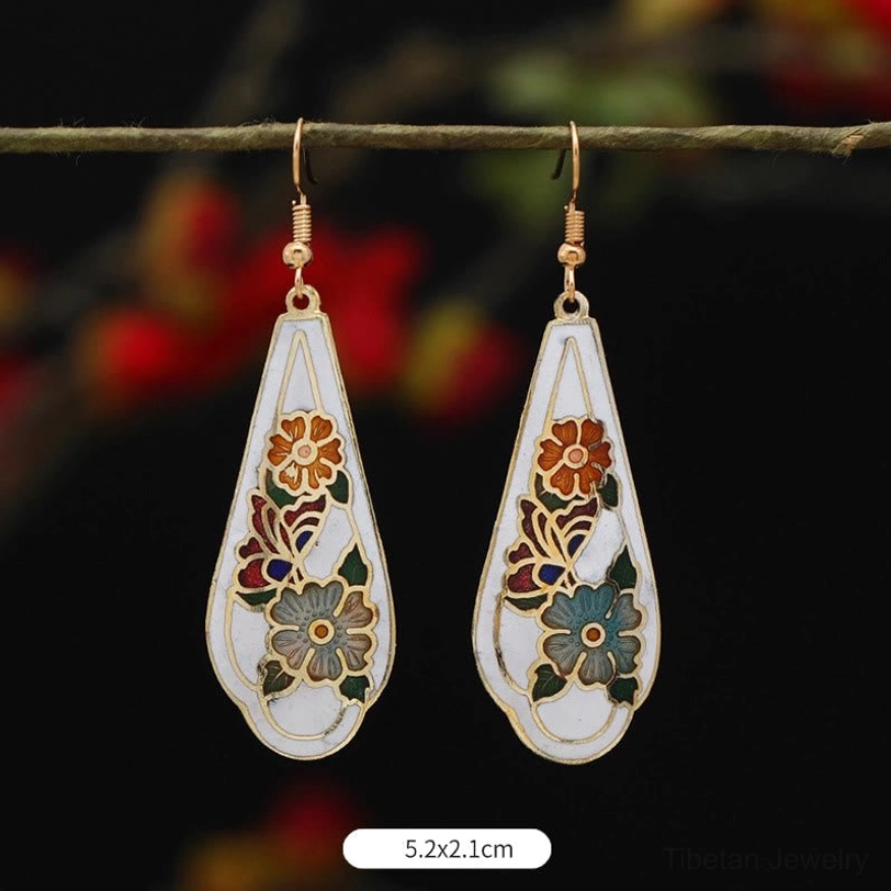 Sky blue butterfly enamel drop earrings 2.3x2cm, delicate feng shui butterfly symbol jewelry, lightweight everyday wear