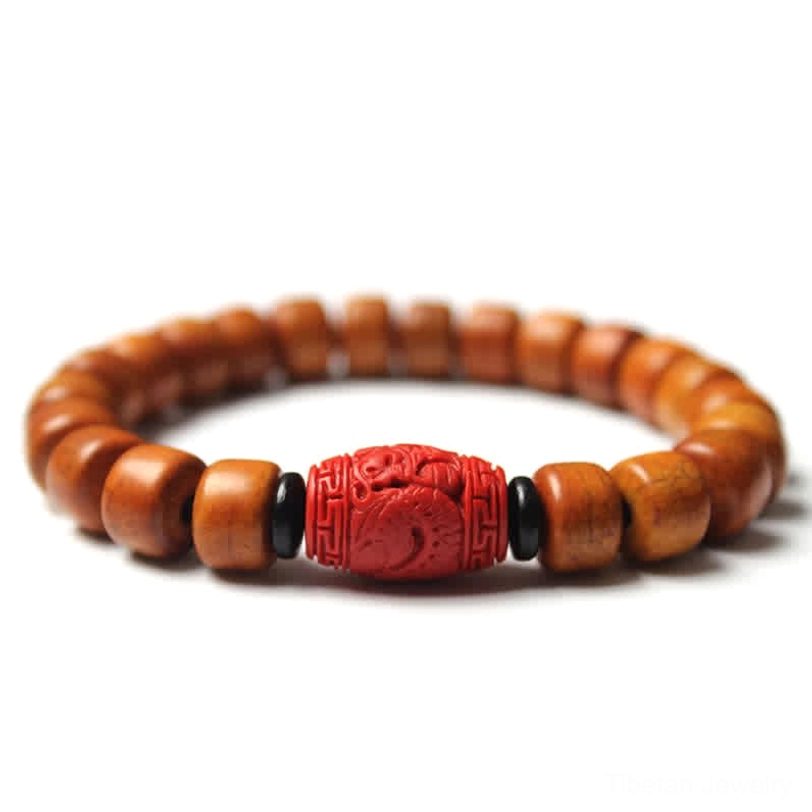 Tibetan cinnabar bead bracelet for calm concentration and meditative focus