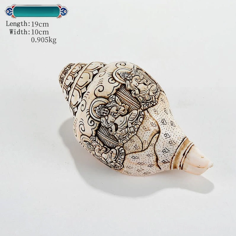 Tibetan hand-carved conch shell 21 Tara design engraved decoration natural shankha spiritual art