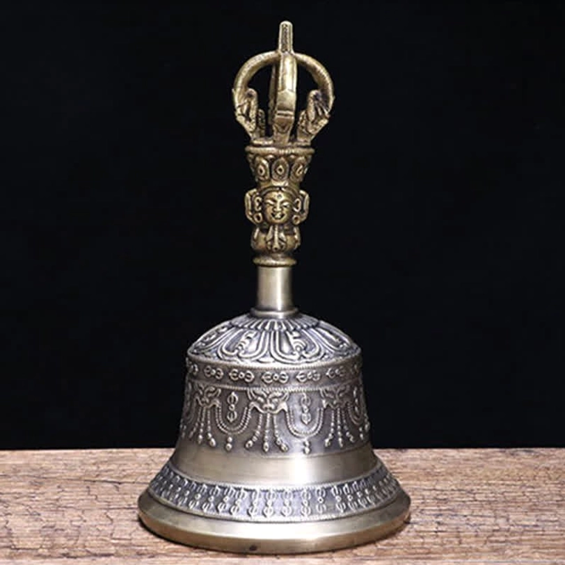 Tibetan meditation bell and vajra dorje copper set authentic handcrafted spiritual ritual instruments