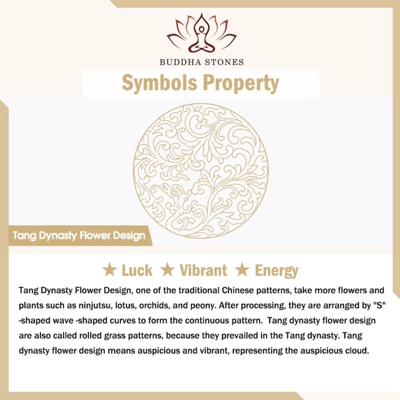 Tibetan Om Mani Padme Hum copper bracelet styled flat lay composition showcasing the complete design with Tang Dynasty floral patterns and decorative elements