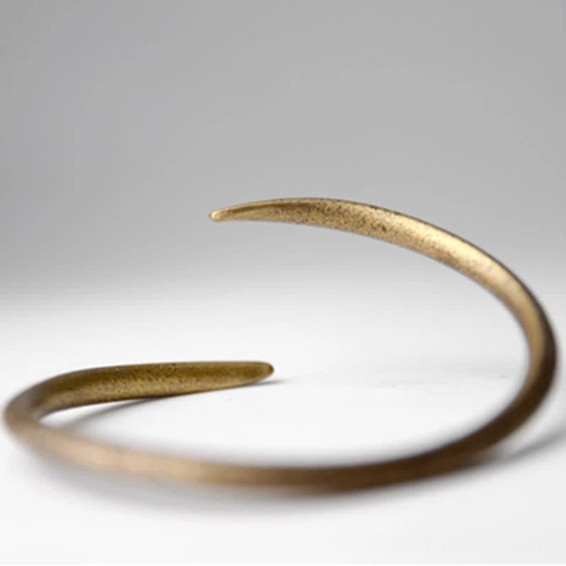 Tibetan copper claw cuff bracelet adjustable open design, antique bronze-gold finish, spiritual healing energy jewelry