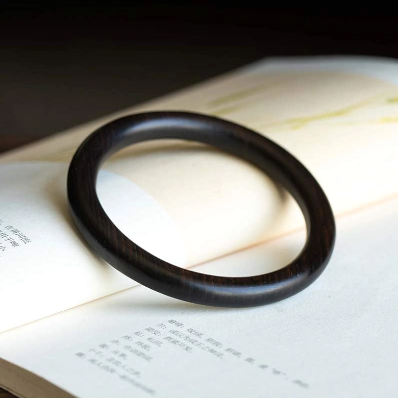 Tibetan ebony wood protection bracelet - dark grounding bangle handcrafted from spiritual ebony material
