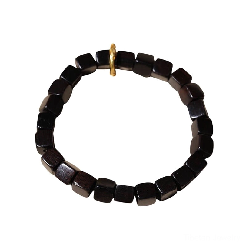 Tibetan ebony wood square bead bracelet grounding energy spiritual protection meditation accessory